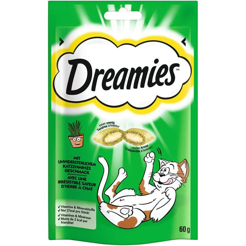 Indulge your cat with Dreamies Crunchy & Tasty Dry Cat Treats – a delicious, crunchy snack with a soft, creamy center. Perfect for rewarding and training. Shop now!