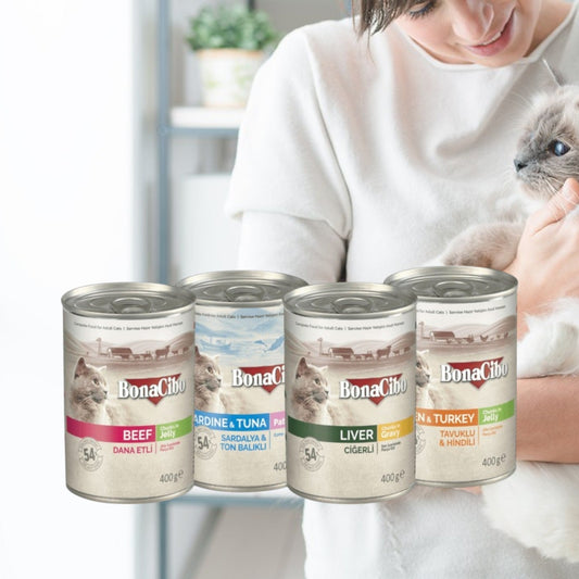 BonaCibo Canned Wet Food – Complete &amp; Balanced Nutrition for Adult Cats provides high-quality protein, essential vitamins, and minerals to support overall health. Made with premium ingredients, it ensures optimal hydration and a delicious taste that cats love. Perfect for daily feeding.