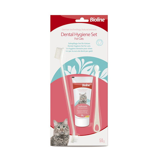 Dental Hygiene Set for Cats

A light cheese aroma improves acceptance and simplifies dental care.

2 tooth brushes with 3 different heads:

large brush head for the front teeth small brushes head for the molars.

Specification：50g
