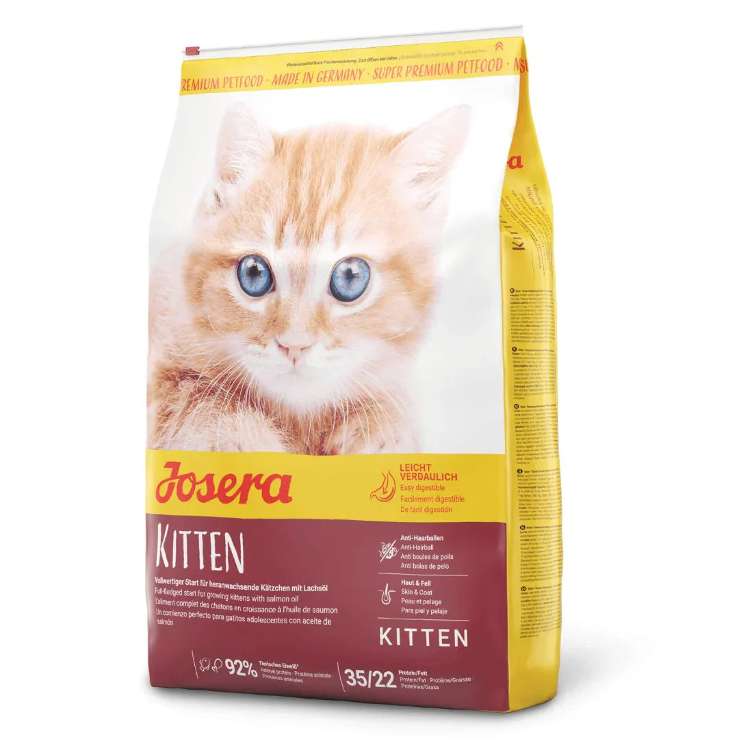 "Give your kitten the best start with Josera Kitten Cat Food – high in protein and essential nutrients for healthy growth, strong immunity, and a shiny coat. Perfect for young and growing cats!"
